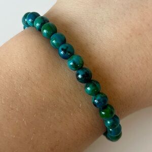 Royal Blue Tiger Eye Beaded Stretch Bracelet 7in